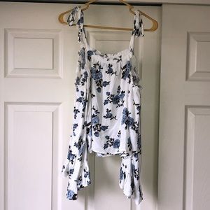 Tie strap off the shoulder long sleeve top